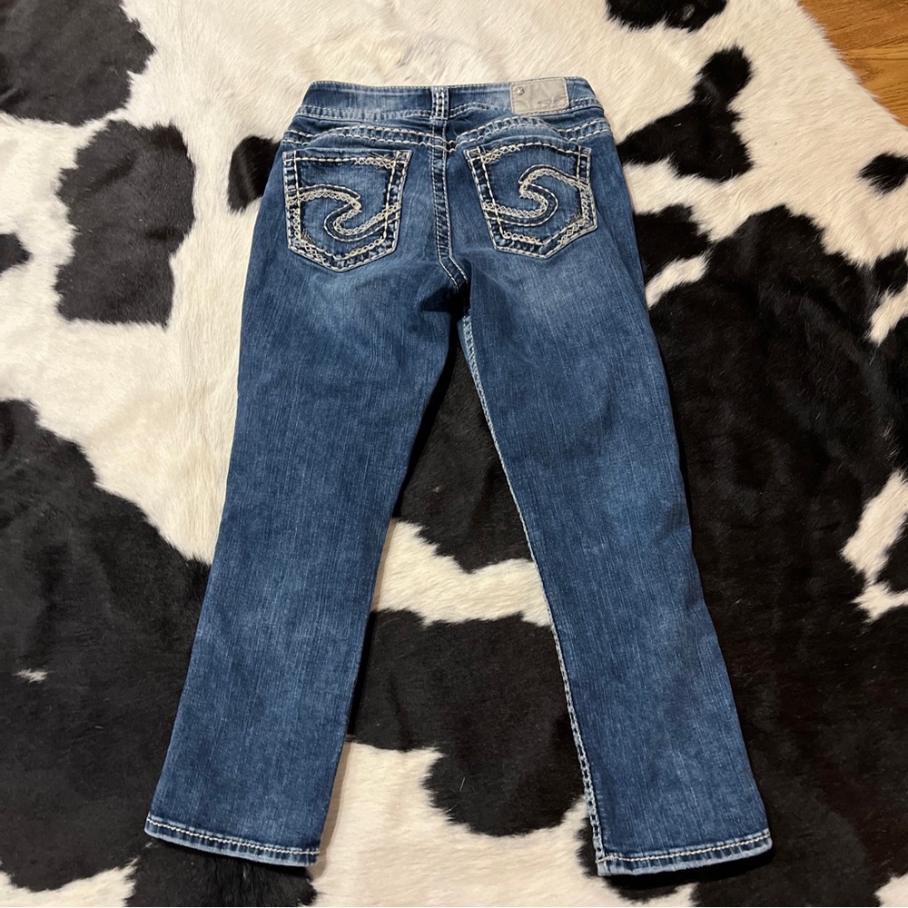Silver Jeans Suki Mid Capri Jeans Den Waist 27 Length 22.5” Medium Wash